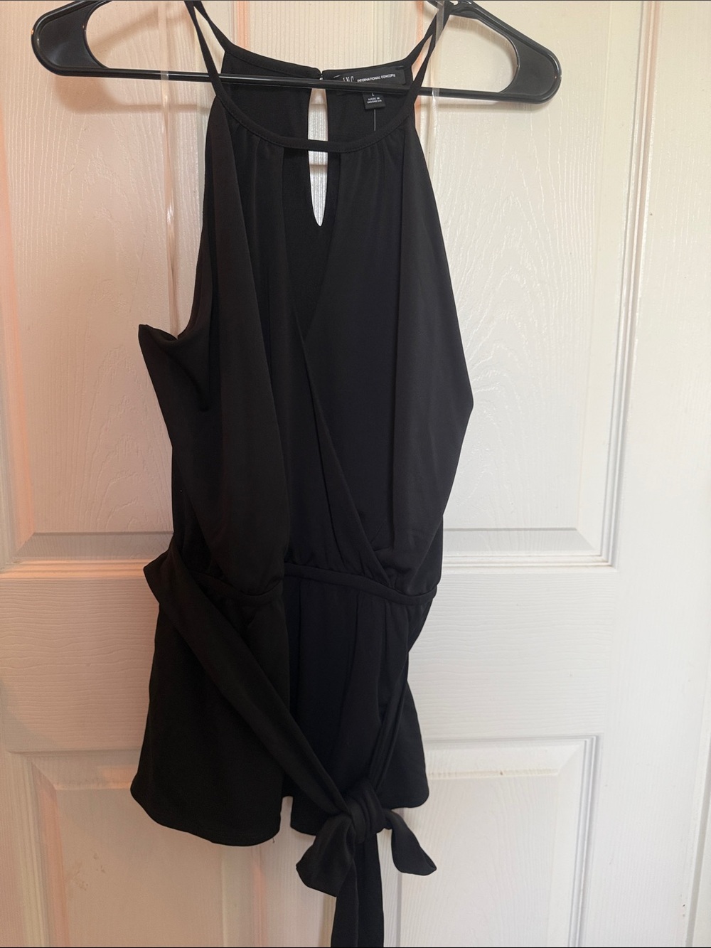 INC International Concepts Black Halter Tie-Waist Tank